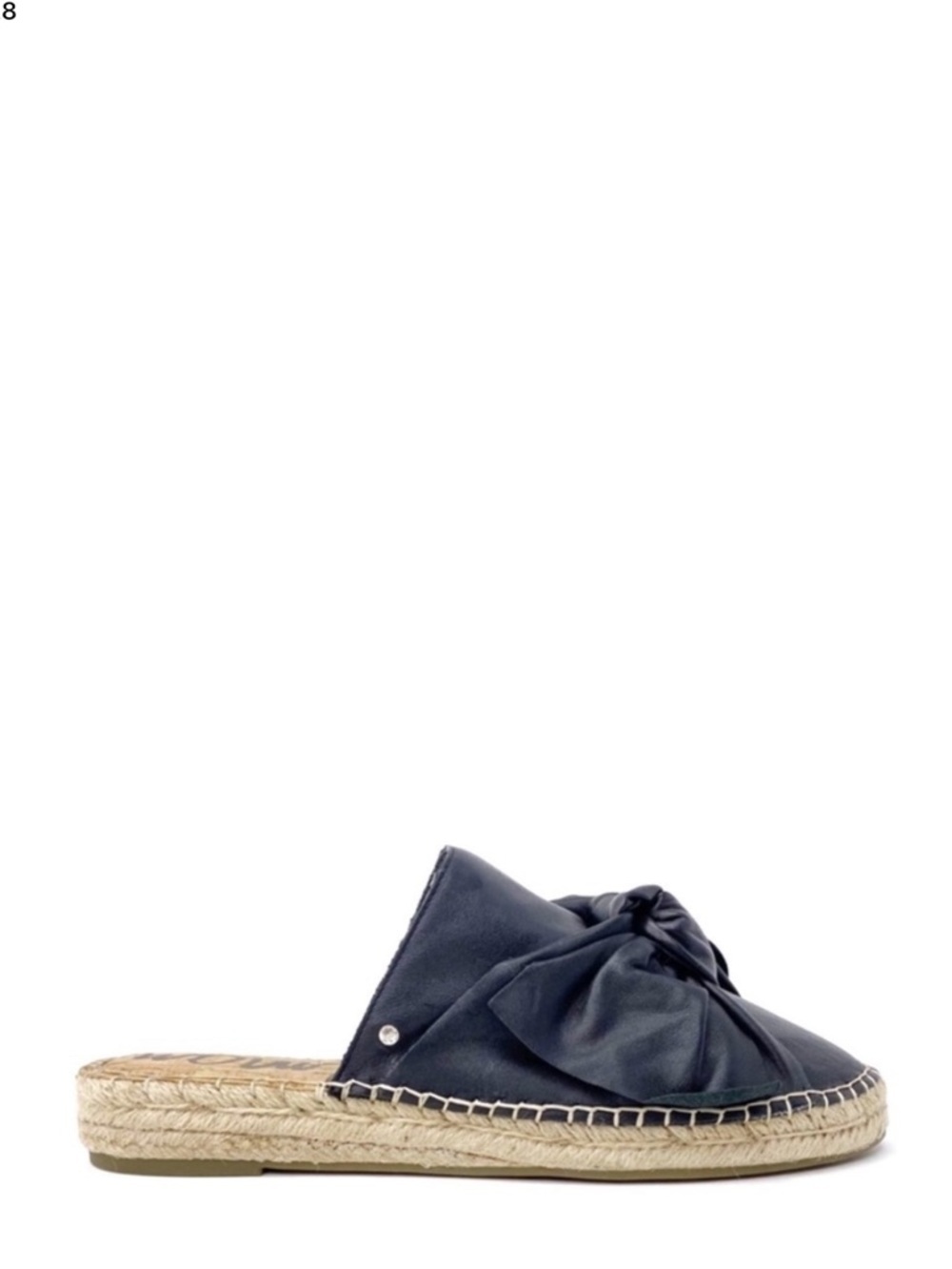 Sam Edelman Espadrille Mules Lynda Black Leather Shoes Size 6.5 Bow Slides New